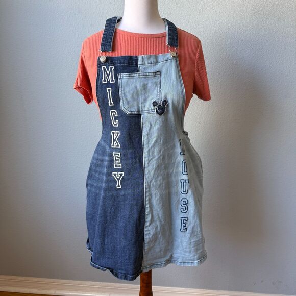 Disney Her Universe Mickey Mouse Denim Overall Dress Size Medium - Picture 1 of 12